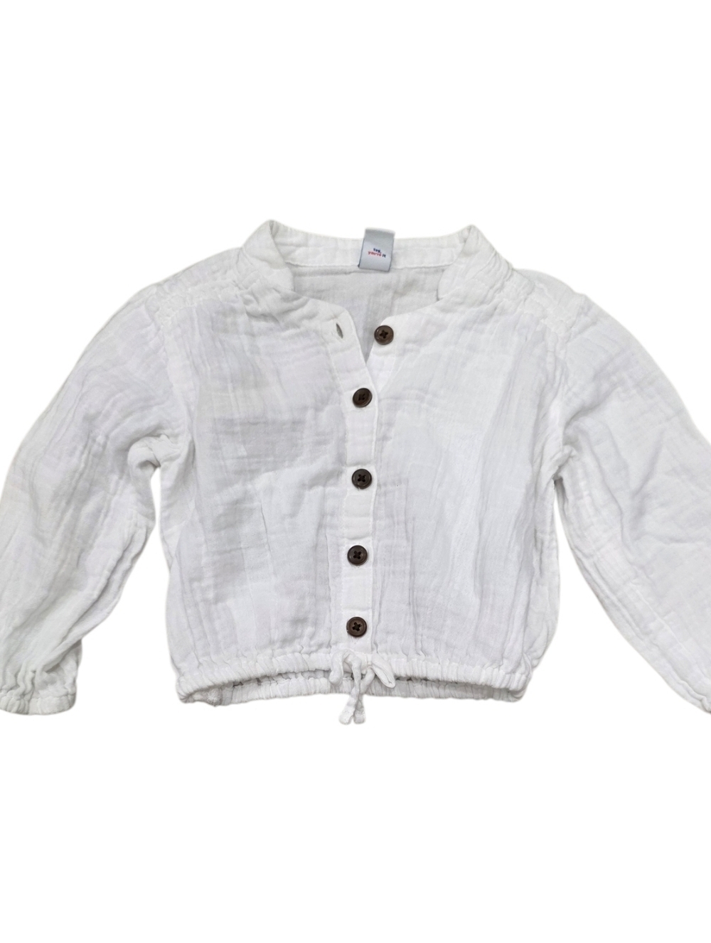 Old Navy White Button-Front Cotton Cinched Muslin Top 18-24 Months